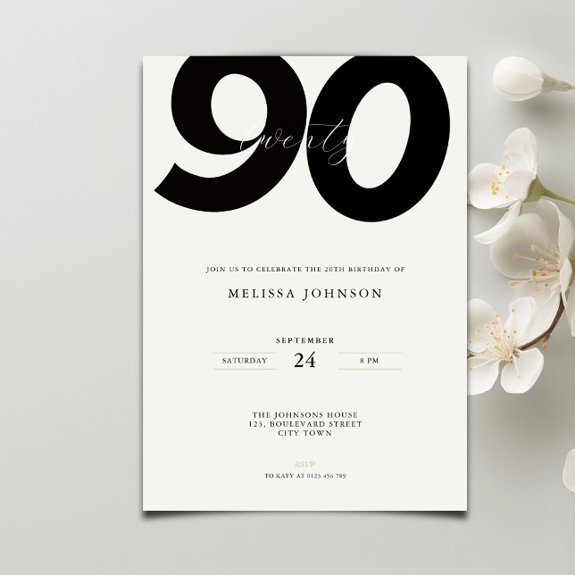 Invitation élégante pour 90e anniversaire - Style  (Créateur téléchargé)