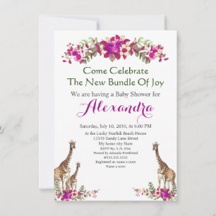 Invitation élégante pour Baby Shower à thème giraf