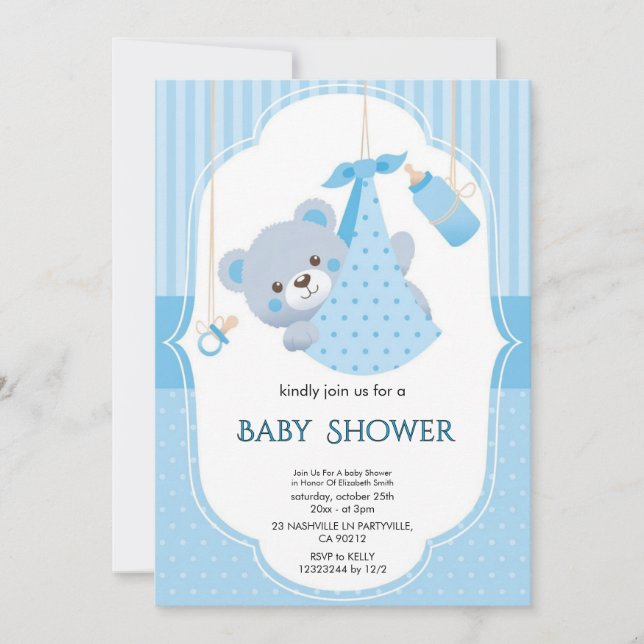Invitation élégante pour Baby Shower sur le thème  (Devant)