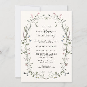 Invitation élégante pour Baby Shower Wildflower