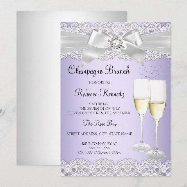 Invitation élégante pour brunch au Champagne avec  (Devant / Derrière)