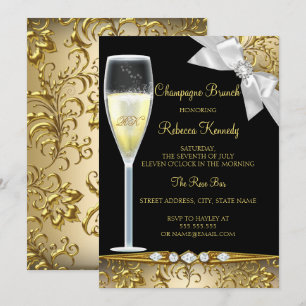 Invitation élégante pour brunch au champagne noir 