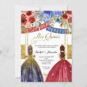 Invitation élégante pour des jumelles Quinceañera 