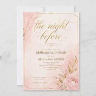 Invitation élégante pour dîner de répétition rose
