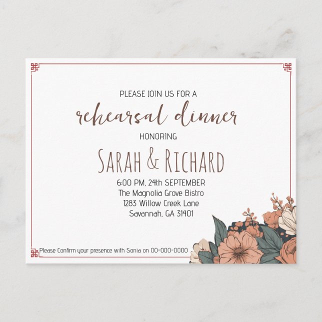 Invitation élégante pour dîner de répétition sur l (Devant)