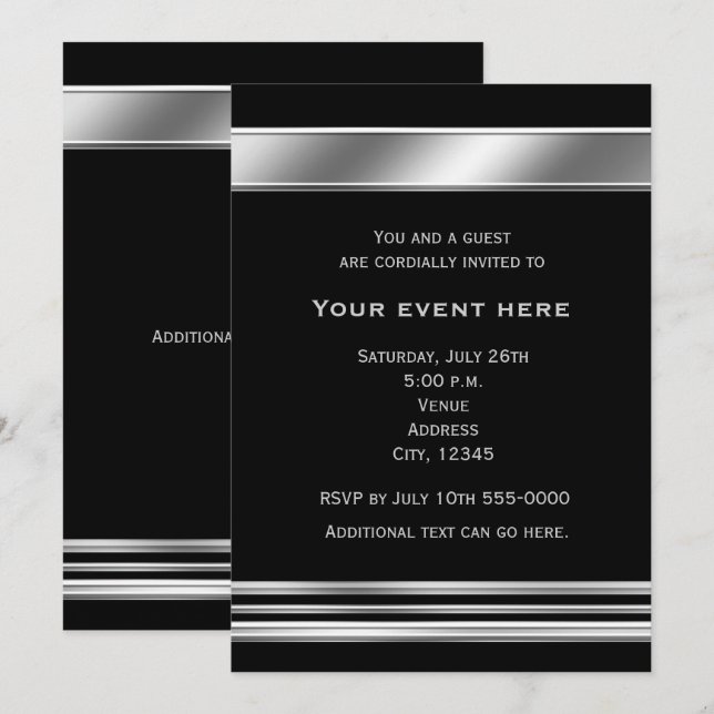 Invitation élégante pour événement avec éclat de p (Devant / Derrière)