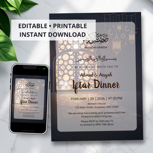 Invitation élégante pour Iftar de Ramadan Lanterne (Créateur téléchargé)