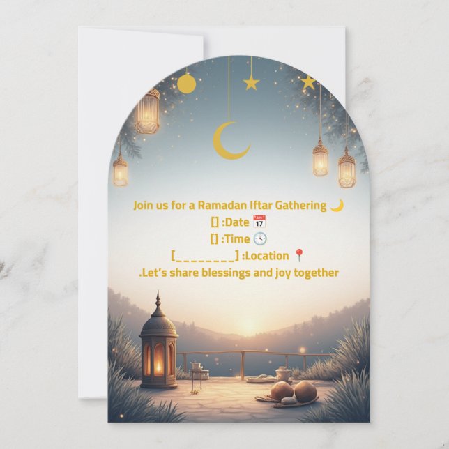 Invitation élégante pour Iftar de Ramadan 🌙 Or &  (Devant)