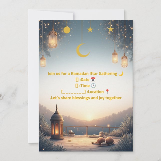 Invitation élégante pour Iftar de Ramadan 🌙 Or &  (Devant)