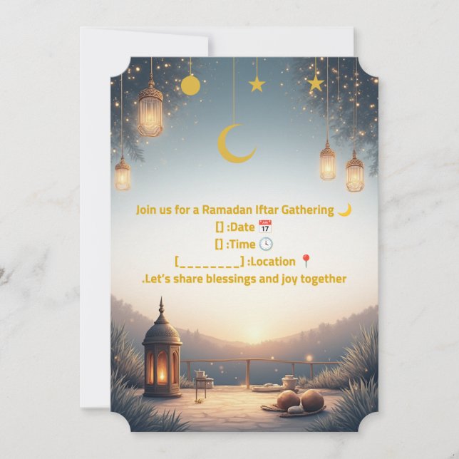 Invitation élégante pour Iftar de Ramadan 🌙 Or &  (Devant)