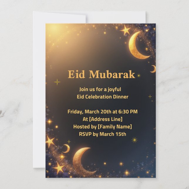Invitation élégante pour la célébration de l'Aïd (Devant)