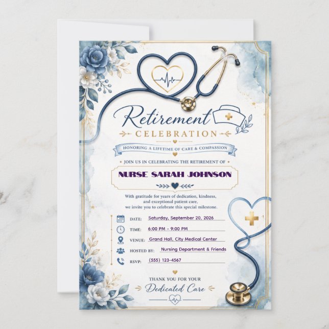 Invitation élégante pour la fête de retraite d'une (Devant)