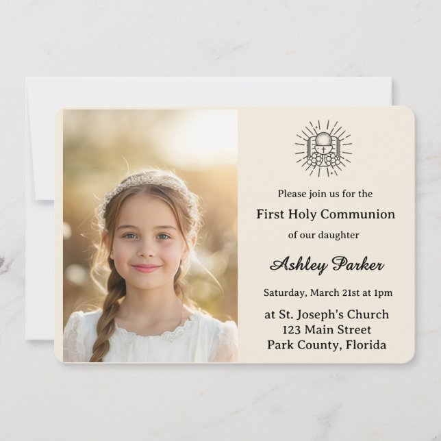 Invitation élégante pour la première communion ave (Devant)