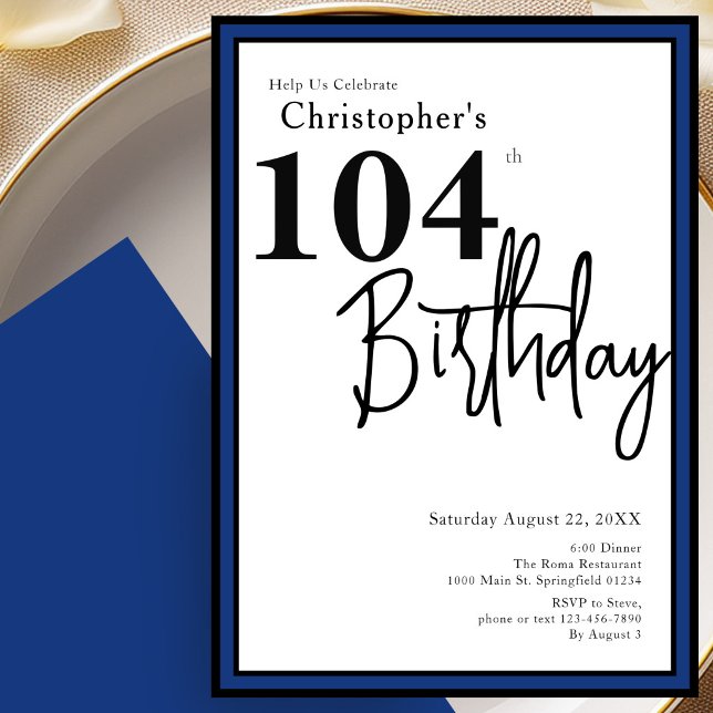 Invitation élégante pour le 104e anniversaire en b (Créateur téléchargé)