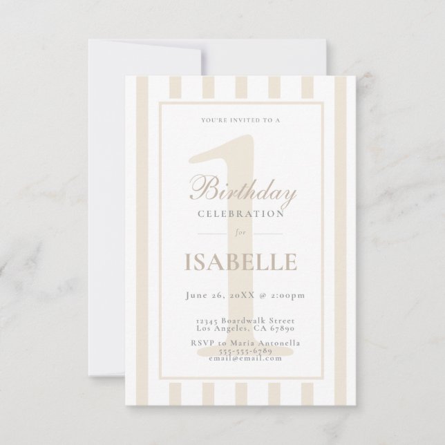 Invitation élégante pour le 1er anniversaire avec  (Devant)