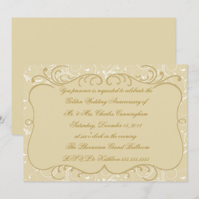 Invitation élégante pour le 50e anniversaire (Devant / Derrière)