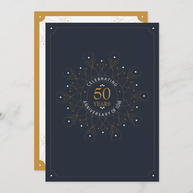 Invitation élégante pour le 50e anniversaire de ma (Devant / Derrière)