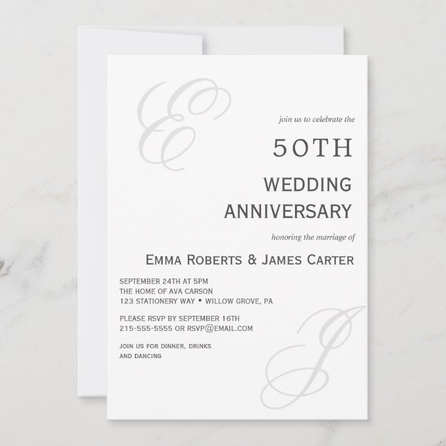 Invitation élégante pour le 50e anniversaire de ma (Devant)