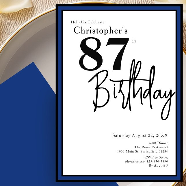 Invitation élégante pour le 87e anniversaire en no (Créateur téléchargé)