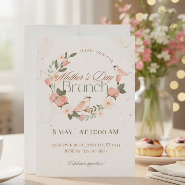 Invitation élégante pour le brunch de la fête des  (Créateur téléchargé)