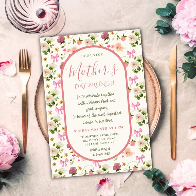 Invitation élégante pour le brunch de la fête des  (Créateur téléchargé)