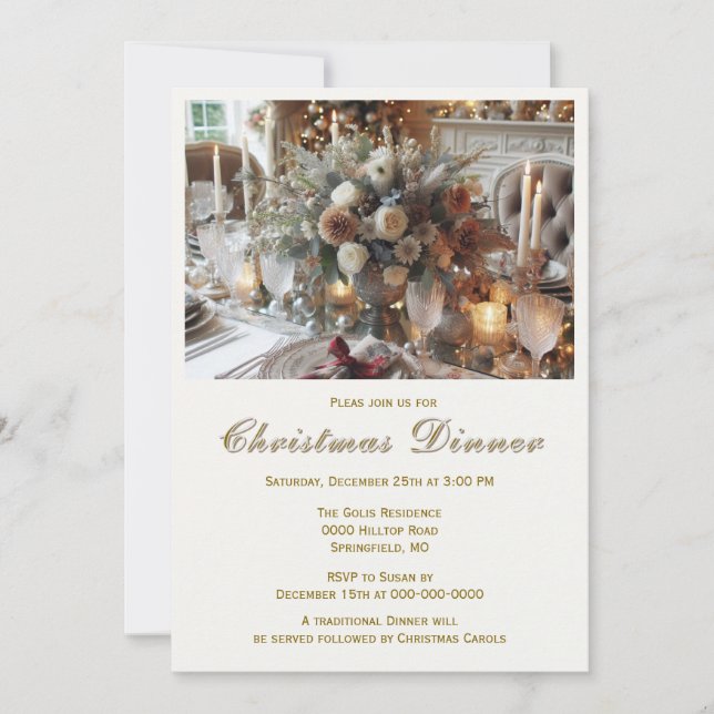 Invitation élégante pour le dîner de Noël (Devant)