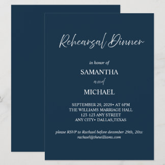 Invitation élégante pour le dîner de répétition de