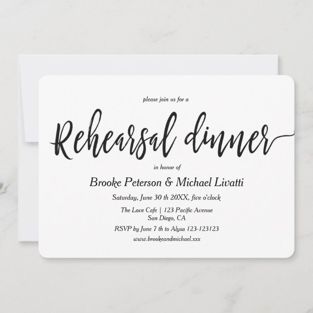 Invitation élégante pour le dîner de répétition de (Devant)
