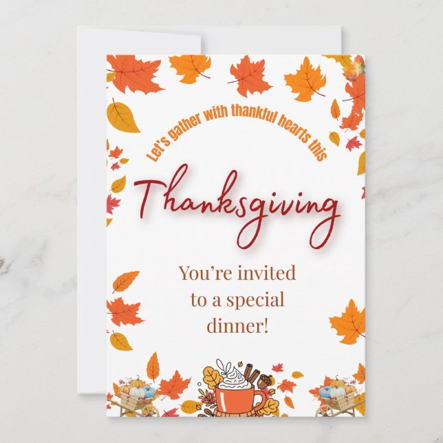 Invitation élégante pour le dîner de Thanksgiving (Devant)