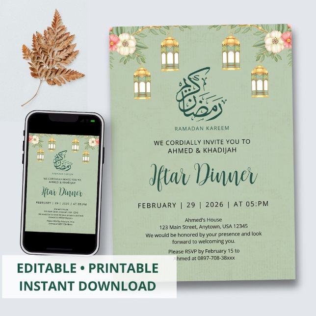 Invitation élégante pour le dîner Iftar de Ramadan (Créateur téléchargé)