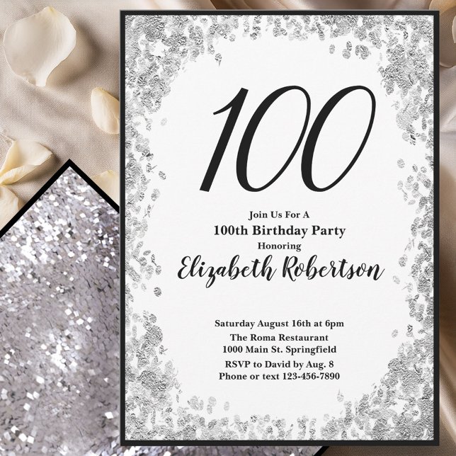 Invitation élégante pour les 100 ans Argent et Noi (Créateur téléchargé)