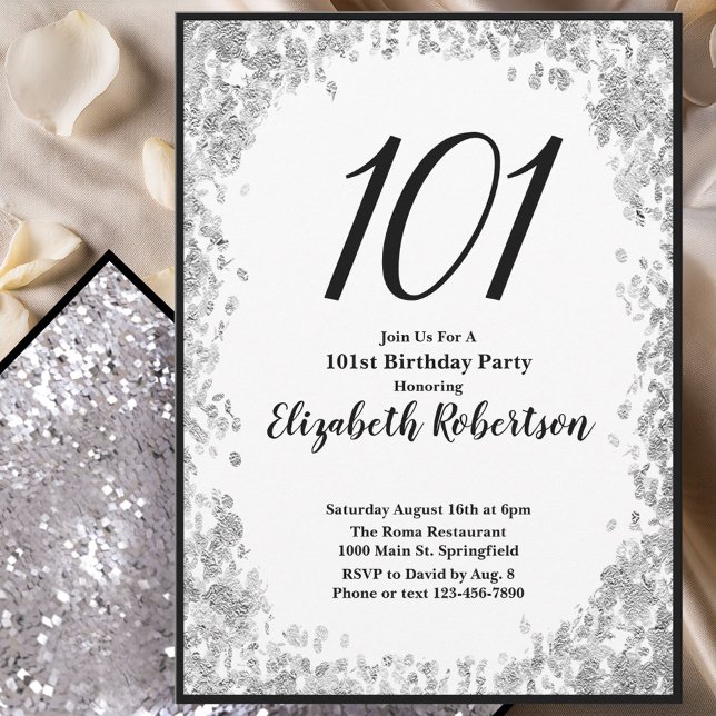 Invitation élégante pour les 101 ans Argent et Noi (Créateur téléchargé)