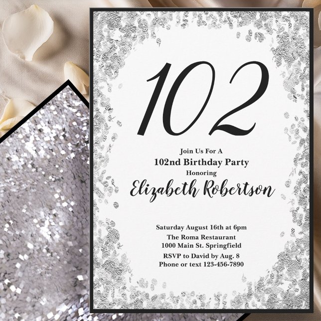Invitation élégante pour les 102 ans Argent et Noi (Créateur téléchargé)