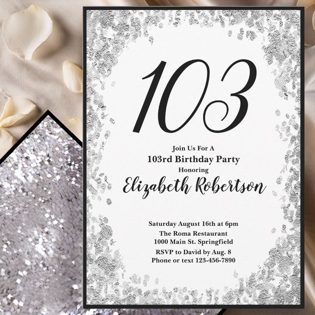 Invitation élégante pour les 103 ans Argent et Noi (Créateur téléchargé)