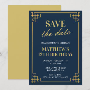 Invitation élégante pour les 12 ans d'un garçon En