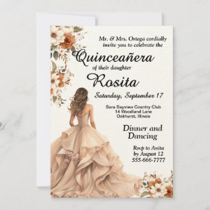 Invitation élégante pour les 15 ans de filles Quin
