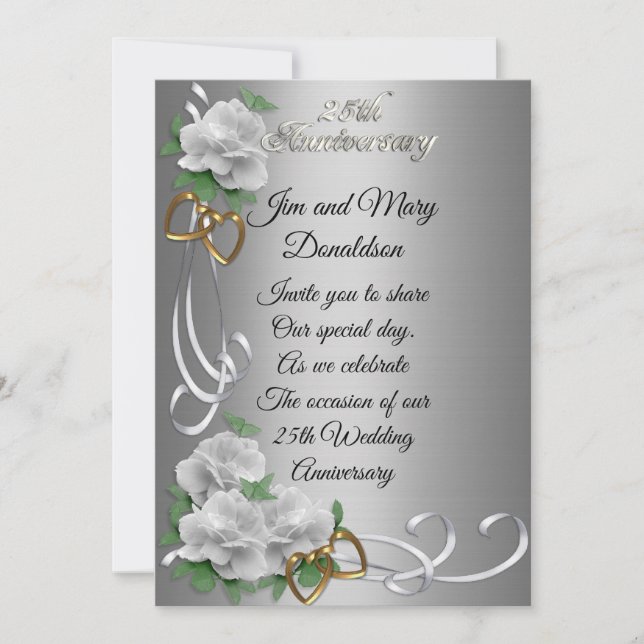 Invitation élégante pour les 25 ans de mariage ave (Devant)