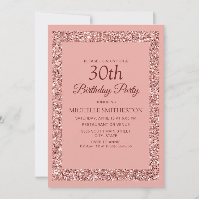 Invitation élégante pour les 30 ans avec paillette (Devant)