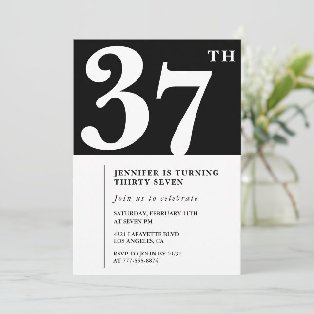 Invitation élégante pour les 37 ans d'une fille Ch (Debout devant)