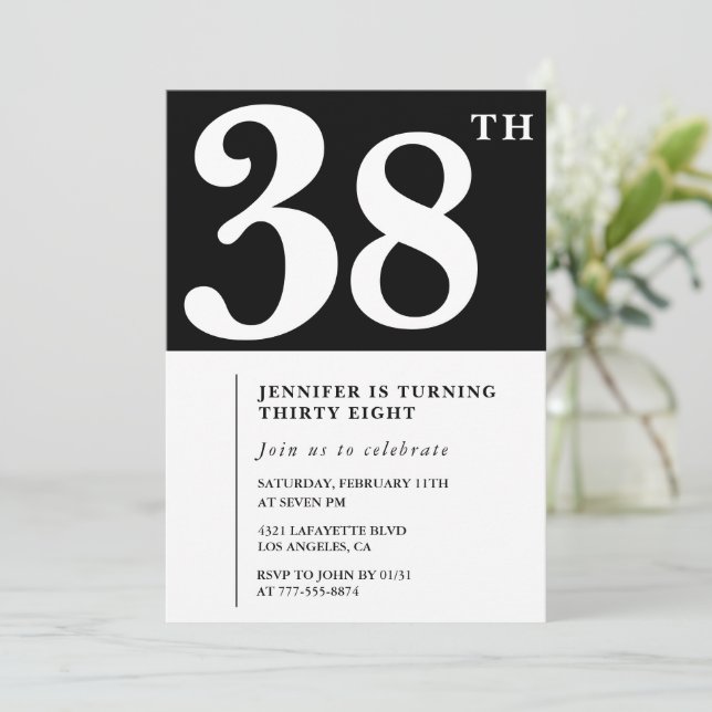 Invitation élégante pour les 38 ans Chic Simple (Debout devant)