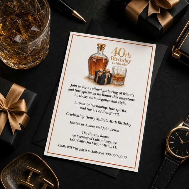 Invitation élégante pour les 40 ans  (Créateur téléchargé)