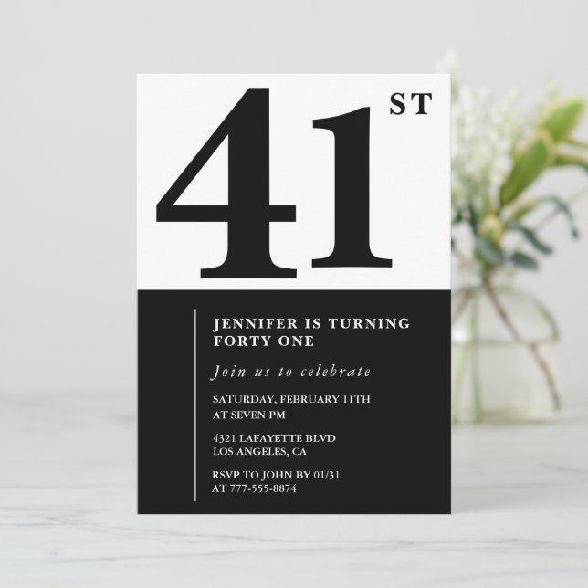 Invitation élégante pour les 41 ans d'une femme No (Debout devant)