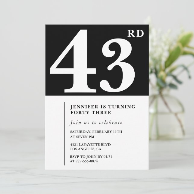 Invitation élégante pour les 43 ans d'une femme Ch (Debout devant)