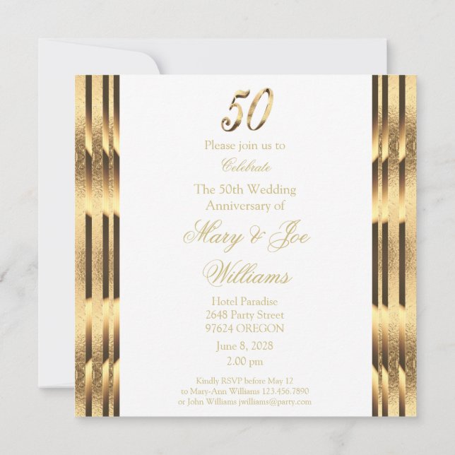 Invitation élégante pour les 50 ans de mariage en  (Dos)