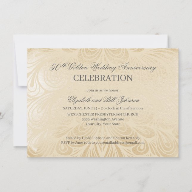 Invitation élégante pour les 50 ans de mariage en  (Devant)