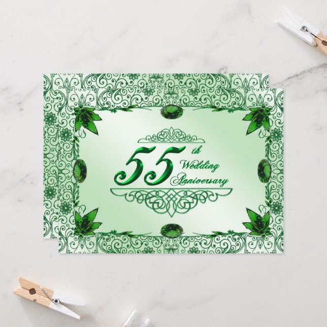 Invitation élégante pour les 55 ans de mariage 5.5 (Devant/Arrière en situation)