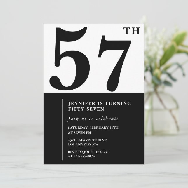 Invitation élégante pour les 57 ans d'une femme No (Debout devant)