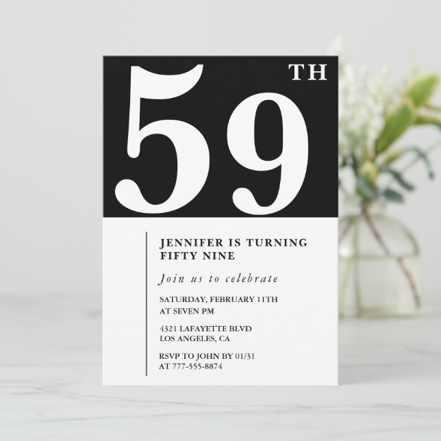 Invitation élégante pour les 59 ans d'une femme Ch (Debout devant)