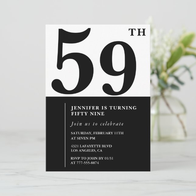 Invitation élégante pour les 59 ans d'une femme No (Debout devant)