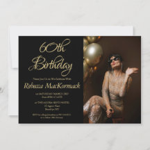 Invitation élégante pour les 60 ans noir or photo